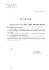 Referencje wystawione przez P.P.H.U. MARCO - Rzeszów.