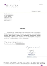 Referencje wystawione przez BiaVita Polska S.A. - Białystok