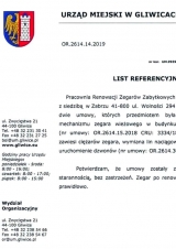 Referencje wystawione przez Urząd Miasta w Gliwicach
