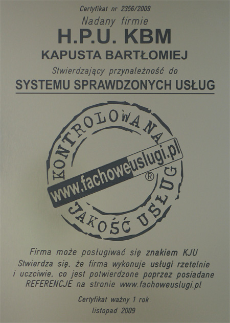 KBM ma certyfikat wystawiony przez KJU