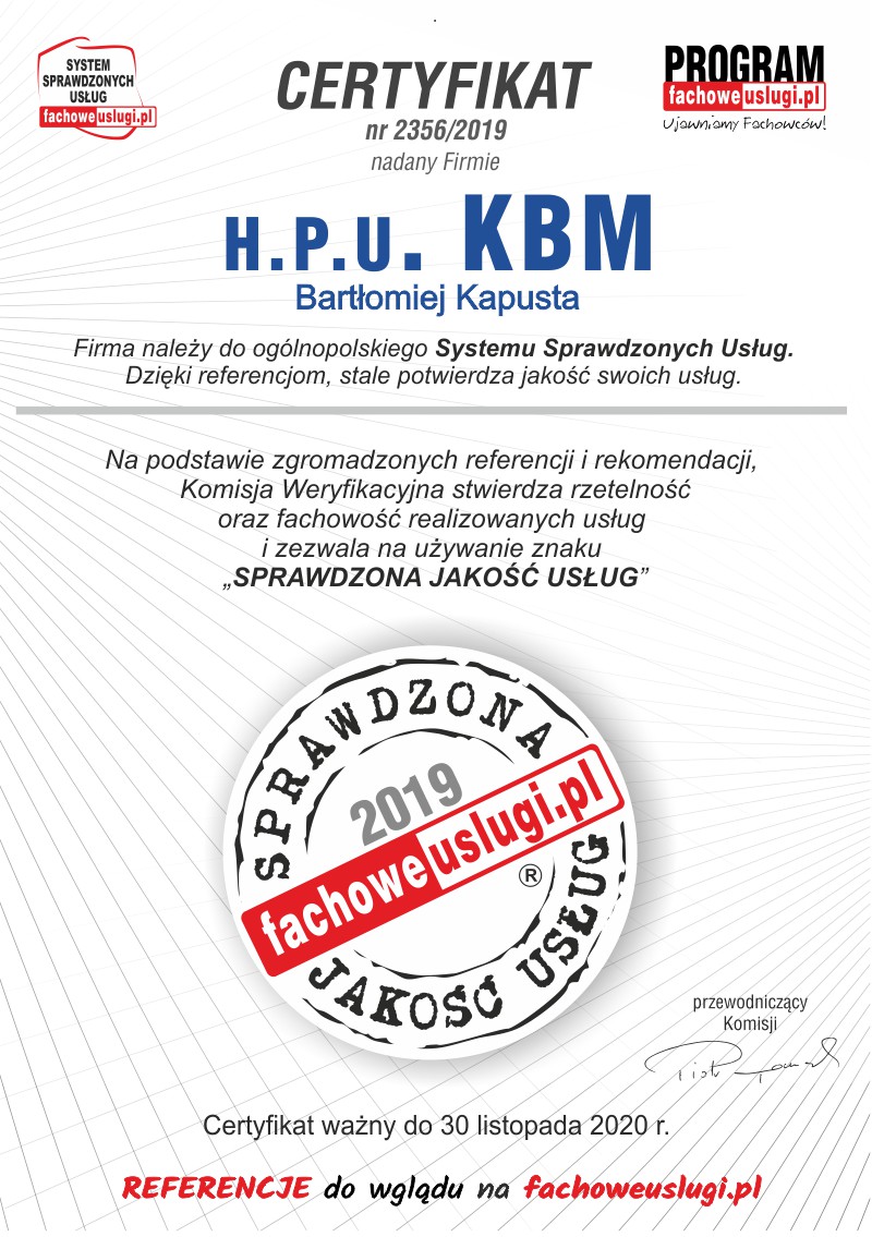 KBM ma certyfikat wystawiony przez KJU
