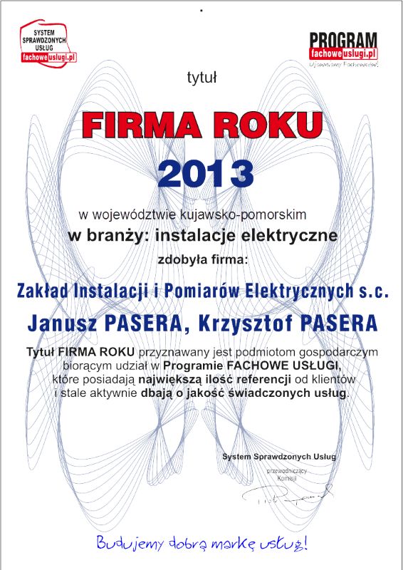 Z.I.i P.E. S.C ma certyfikat wystawiony przez Fachowe Usługi.pl