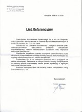 Referencje wystawione przez Towarzystwo Budownictwa Społecznego Sp. z o.o.