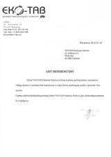 Referencje wystawione przez EKO - TAB Wywóz Nieczystości - Warszawa