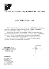 Referencje wystawione przez Laserowe Cięcie i Obróbka Metali UNI-TROL - Warszawa