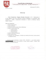 Referencje wystawione przez Urząd Gminy w Andrzejewie 