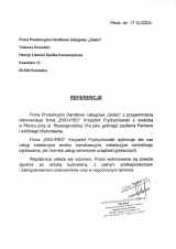 Referencje wystawione przez F.P.H-U. GRACO - Gabin Koszelew