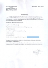Referencje wystawione przez Zakład Usług Komunalnych w Błoniu