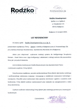 Referencje wystawione przez Rodźko Dewelopment Sp.z o.o. Sp.K. - Bydgoszcz